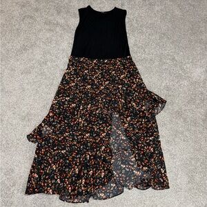 Floral Maxi Dress with Black Top